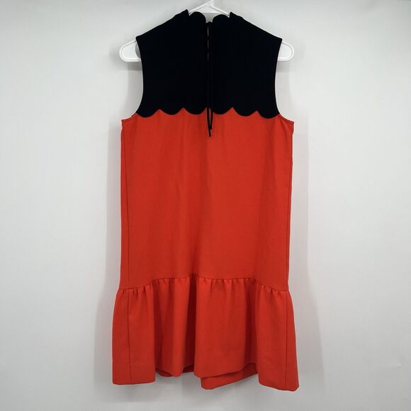 Victoria Beckham Orange Black Retro High Neck Shift Dress S Modest Classy Demure - Picture 5 of 11